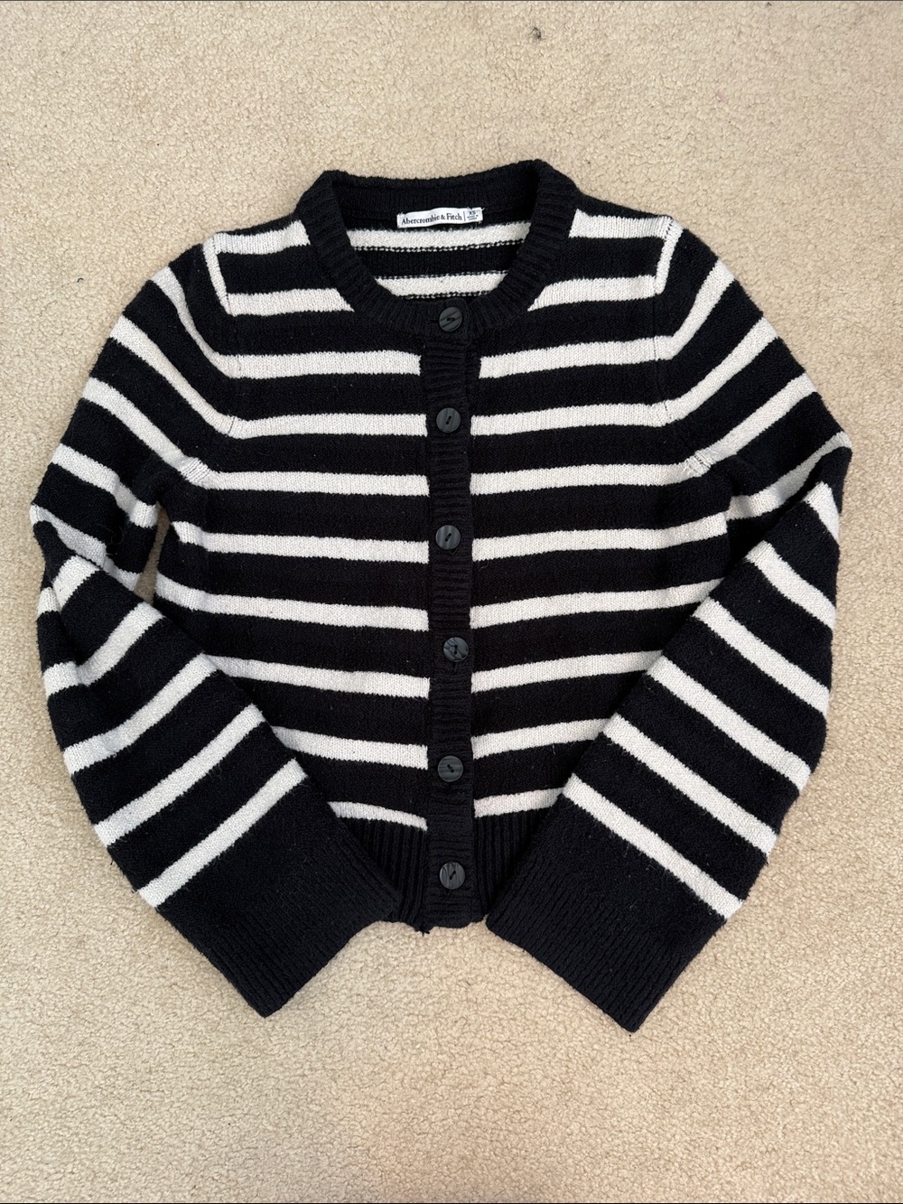 Abercrombie & Fitch Black and White Striped Cardigan